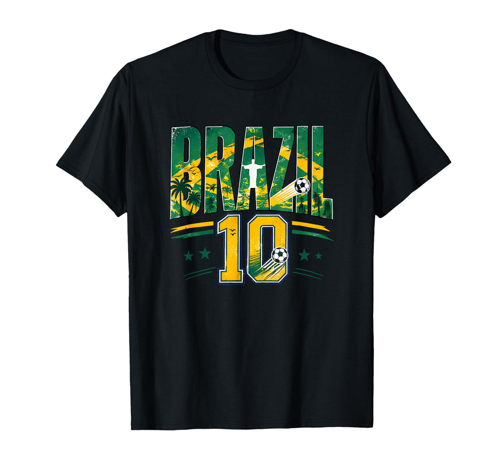 Brazil Football 10 Soccer Lovers Match T-Shirt - Trendy Graphic for Adults