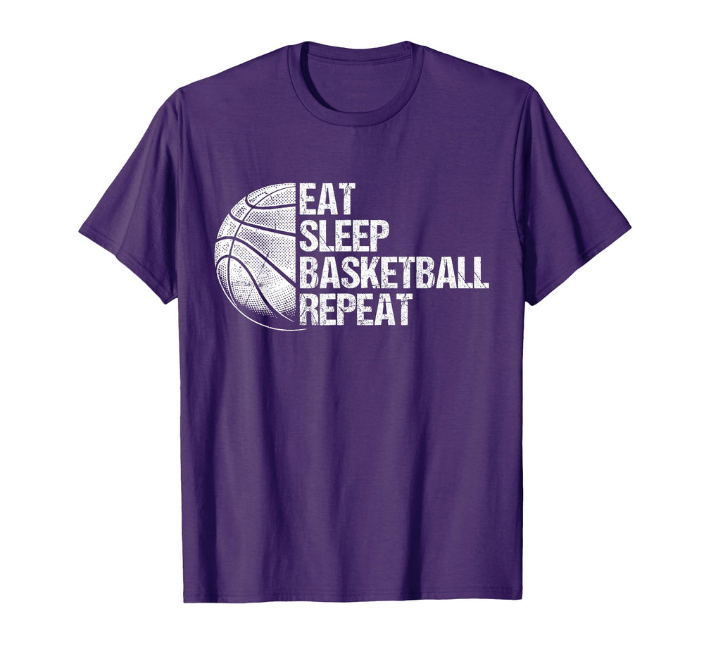 Eat Sleep Basketball Repeat Funny T-Shirt - Casual Everyday Wear Unisex