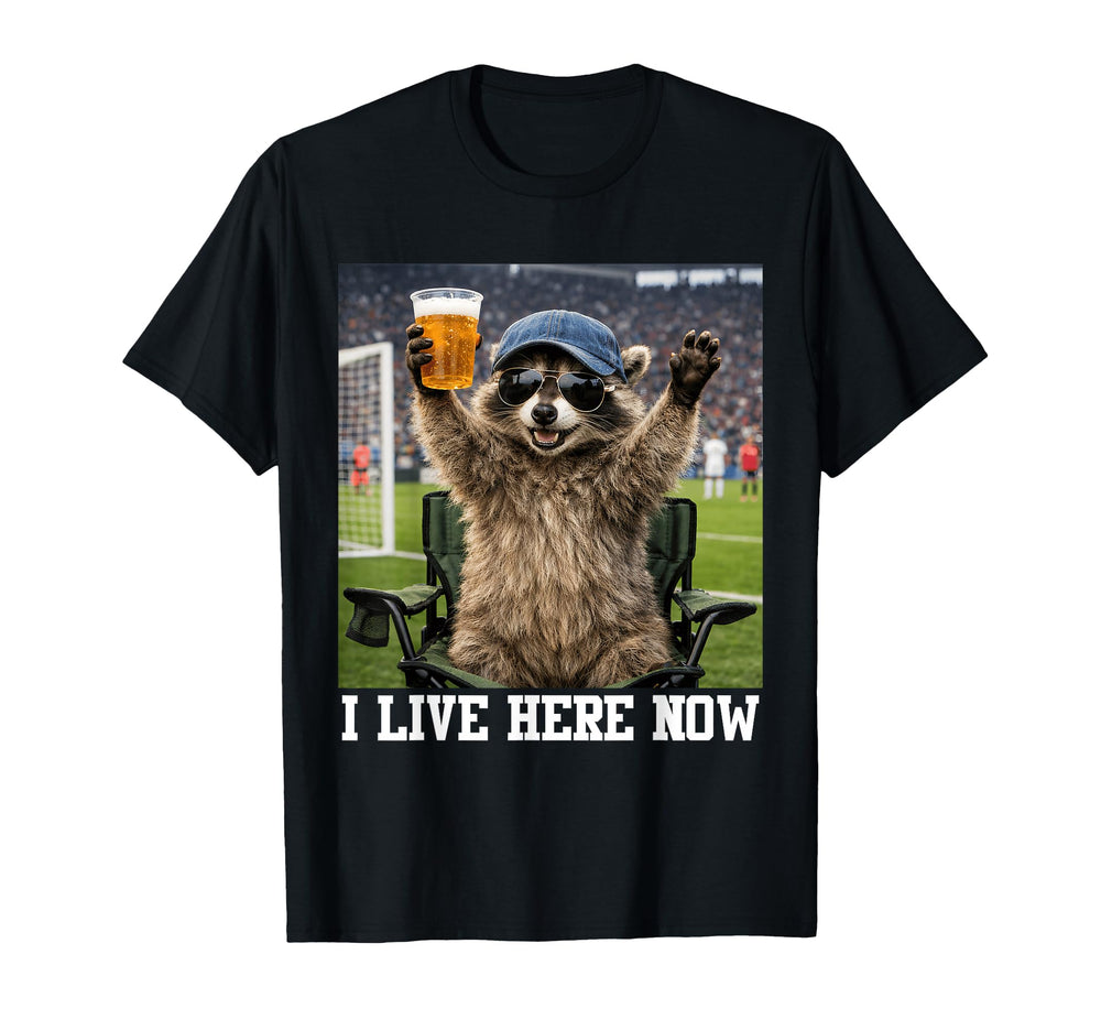 Funny Drinking Raccoon Ballfield T-Shirt - Trendy Graphic for Adults