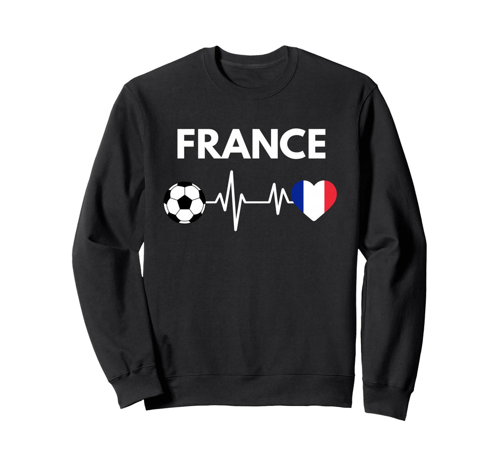 France Flag Heartbeat Soccer Sweatshirt - Casual Everyday Wear Unisex