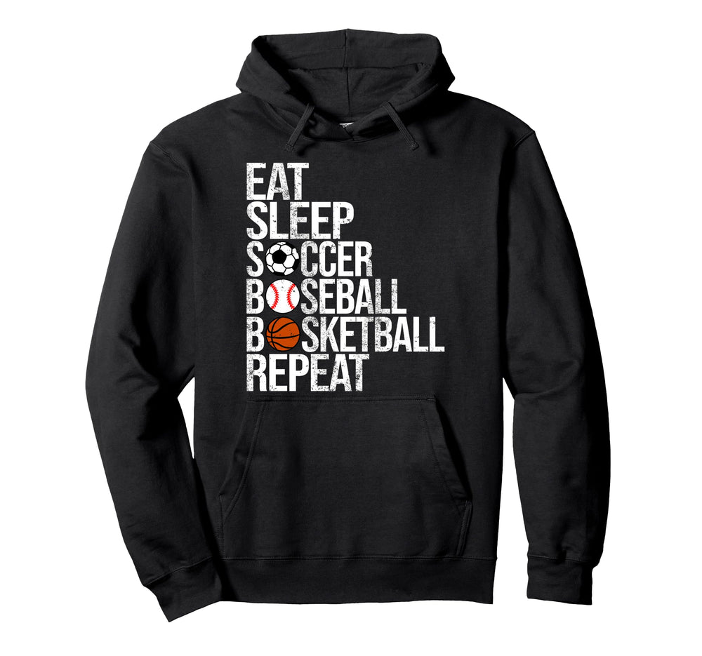 Eat Sleep Soccer Baseball Basketball Hoodie - Trendy Graphic for Adults