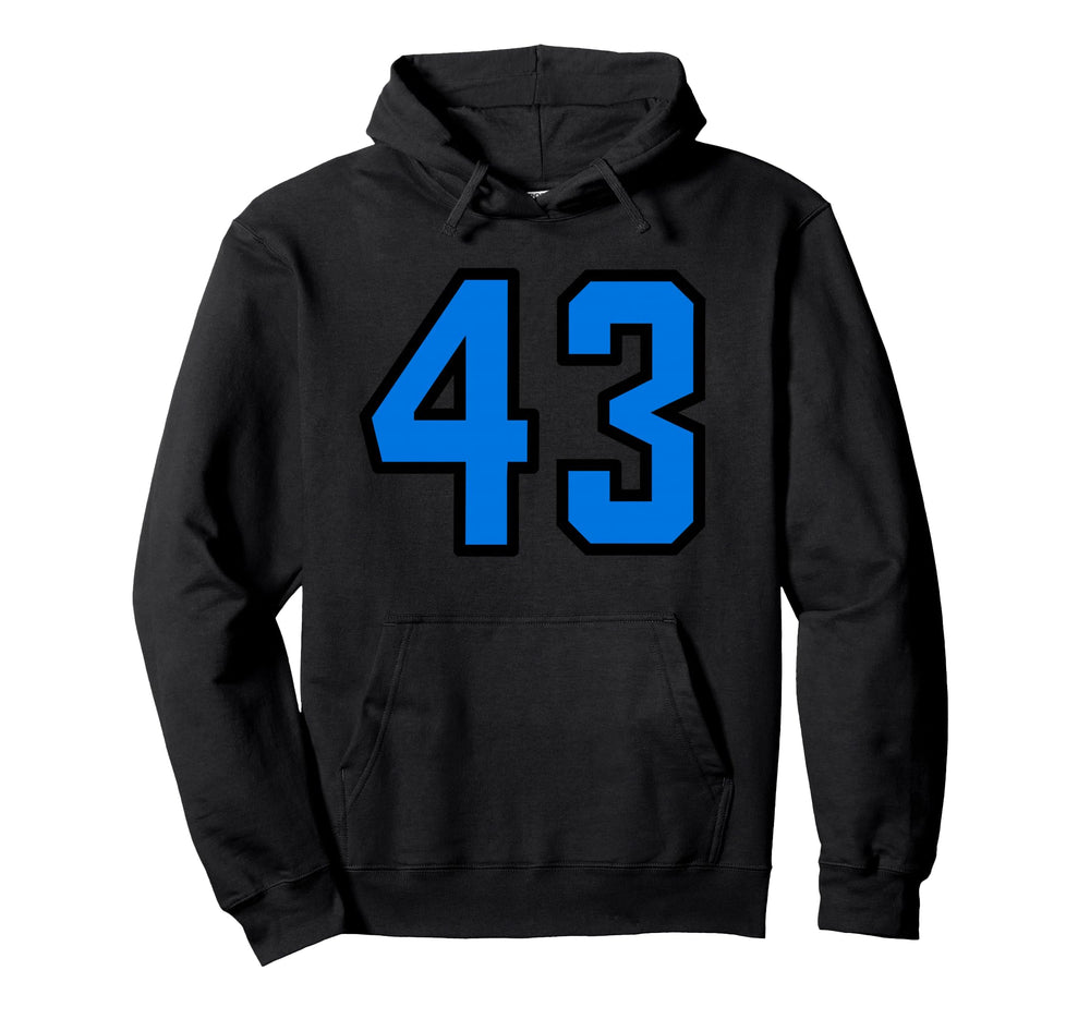 Blue Black Sport Team Number 43 Hoodie - Custom Art Print Men Women