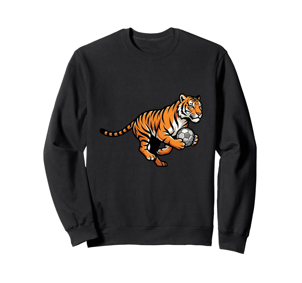 Soccer Tiger Holding Ball Fierce Sweatshirt - Novelty Apparel for Adults