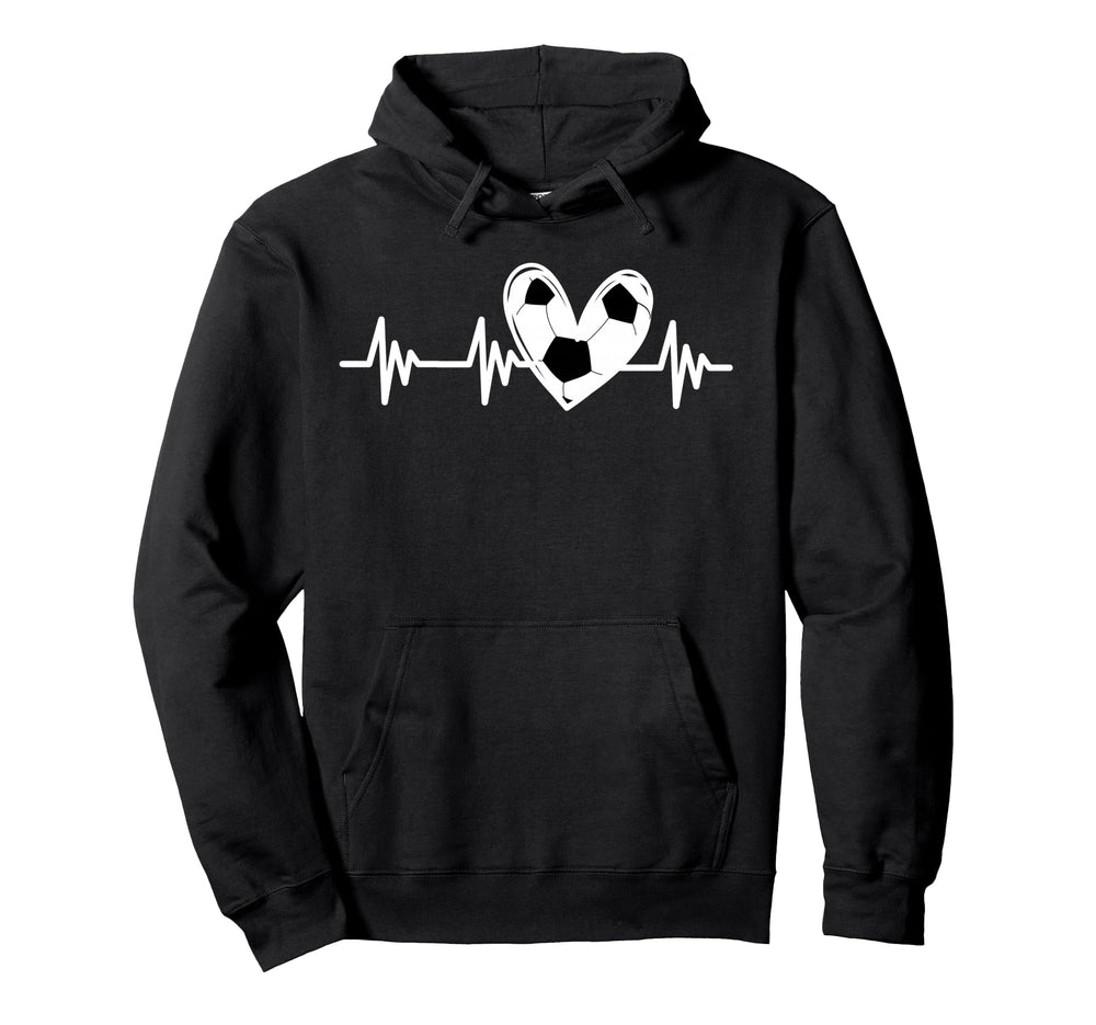 Heartbeat Soccer Lover Tween Teen Hoodie - Novelty Apparel for Adults
