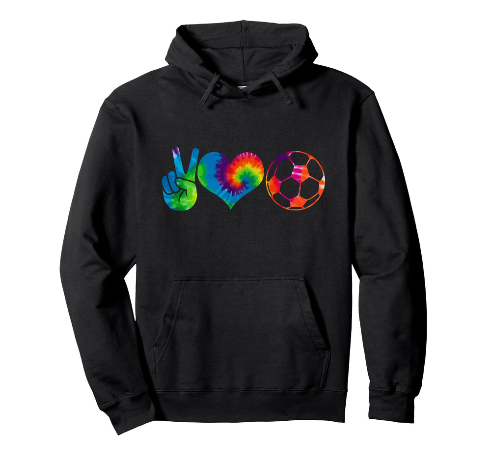 Soccer Tie Dye Peace Love Soccer Hoodie - Custom Art Print for Adults
