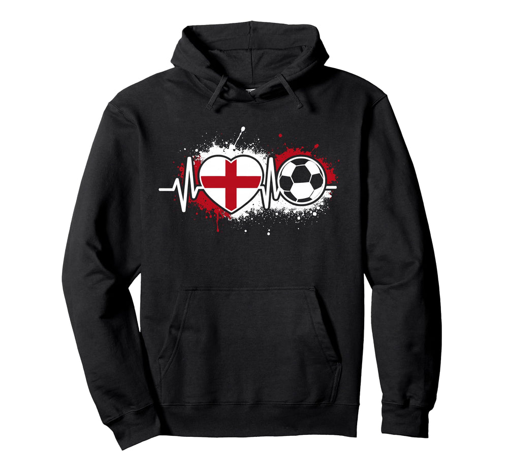 Heartbeat England Soccer Flag Supporter Hoodie - Minimalist Print Unisex