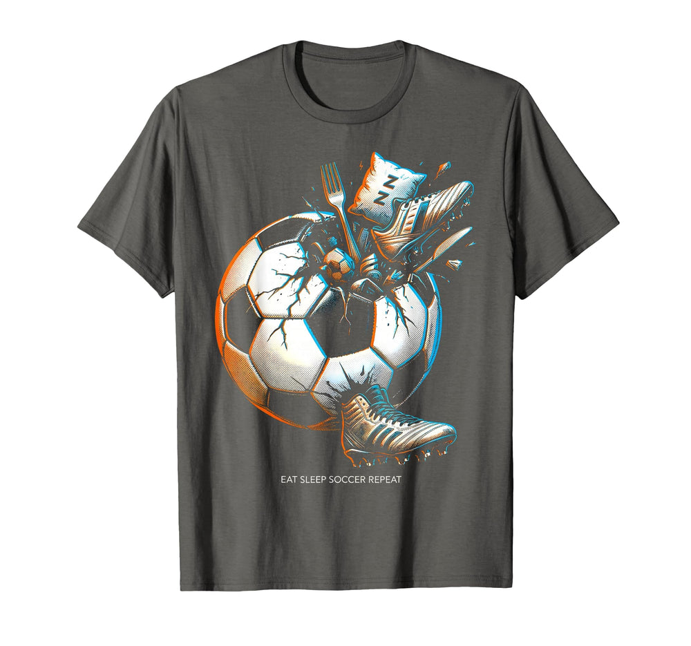 Eat Sleep Soccer Repeat Soccer T-Shirt - Unique Graphic Men Women