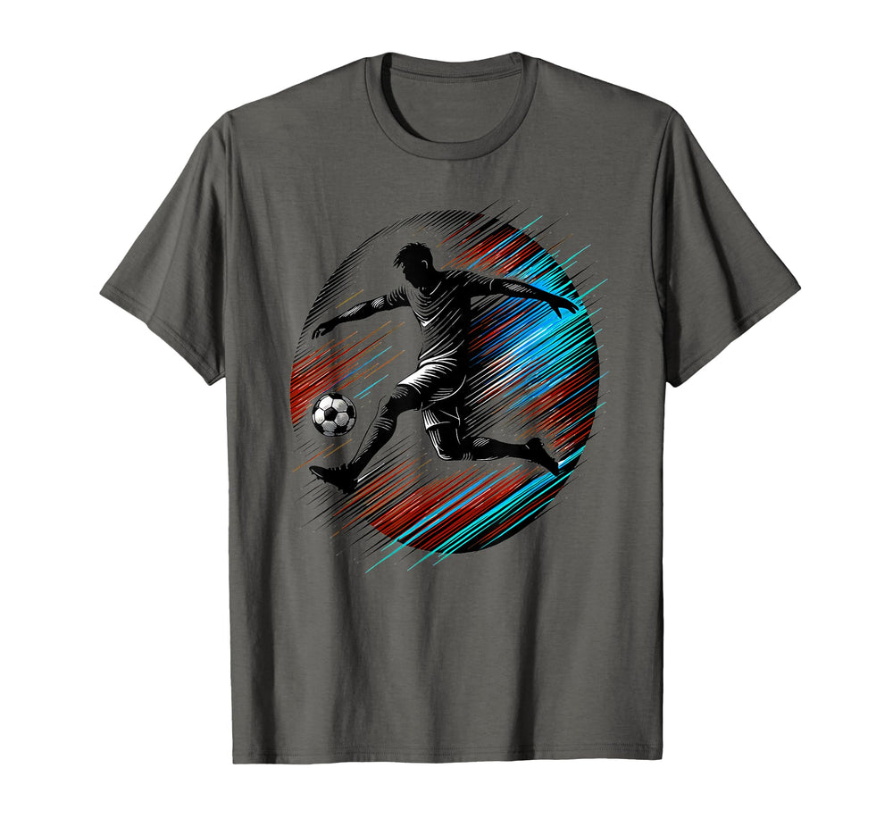 Dynamic Soccer Silhouette Mid Air T-Shirt - Casual Everyday Wear Unisex