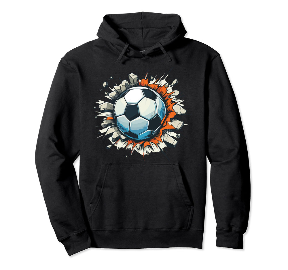 Soccer Ball Break Wall Soccer Sports Hoodie - Novelty Apparel for Adults