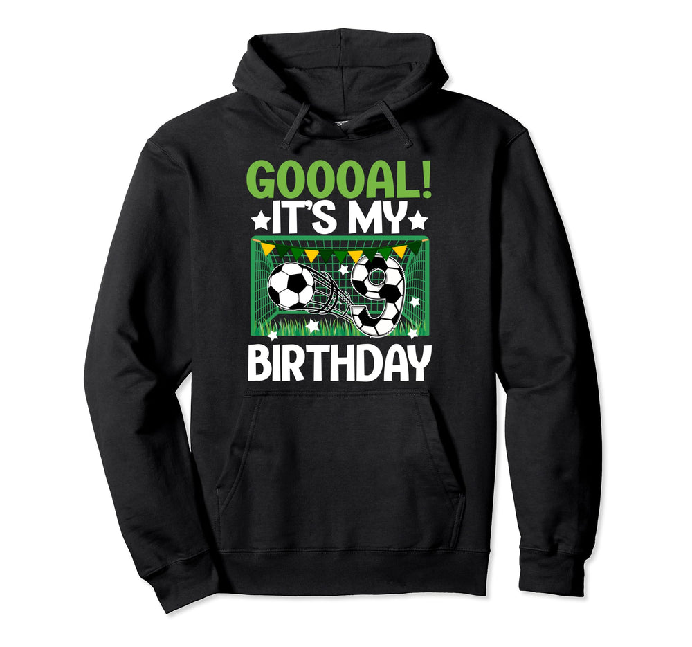 9Th Birthday Party Soccer Nine Year Old Hoodie - Aesthetic Graphic Unisex