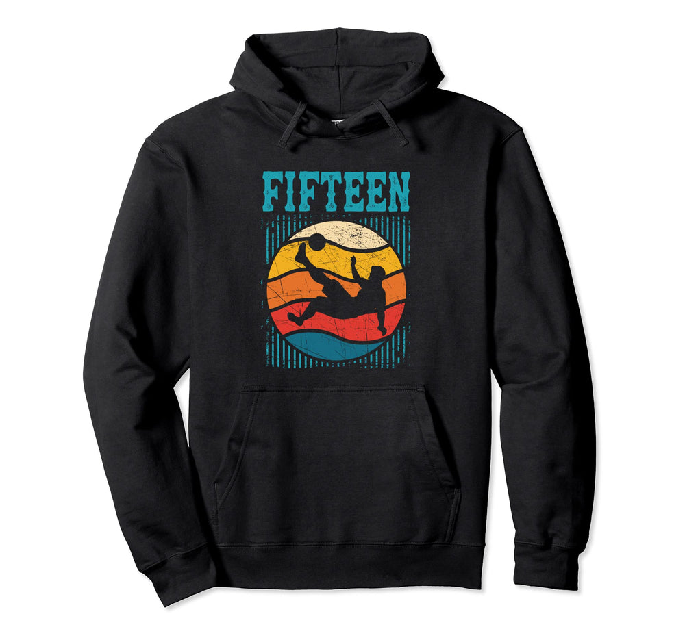 15Th Birthday Soccer 15 Years Old Hoodie - Custom Art Print Unisex