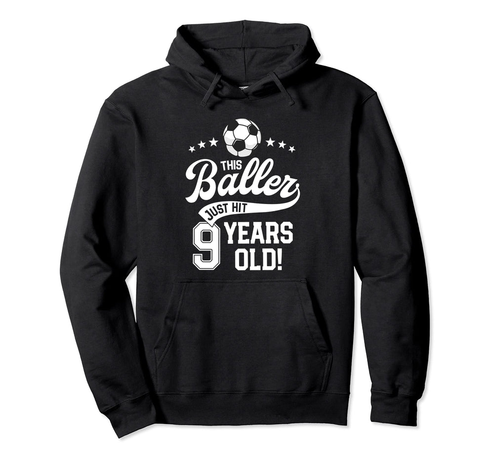 9 Years Old Soccer Themed Birthday Party Hoodie - Trendy Graphic Unisex