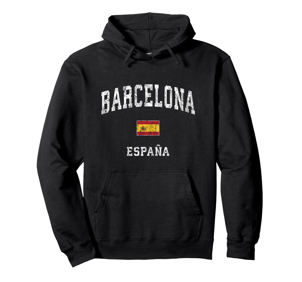 Barcelona Spain Athletic Sports Hoodie - Unique Graphic for Adults