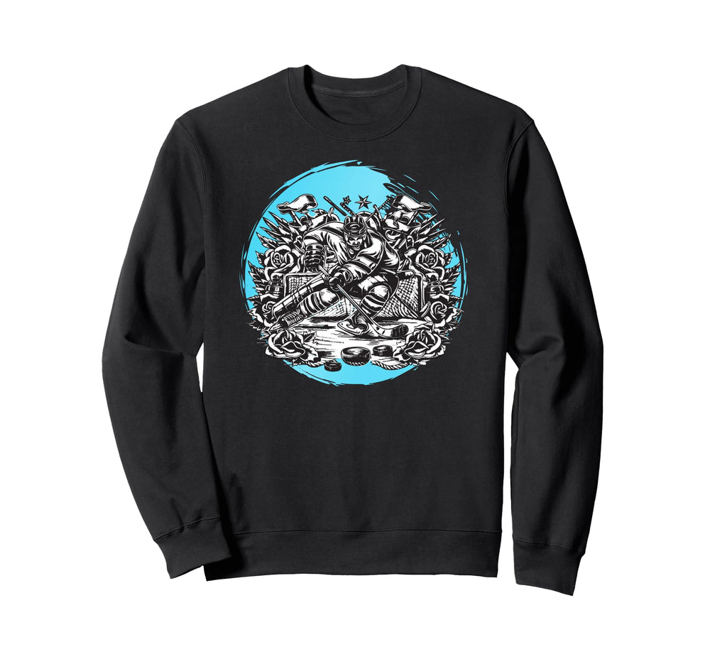 Ice Hockey Tattoo Goalkeeper Sweatshirt - Minimalist Print Men Women