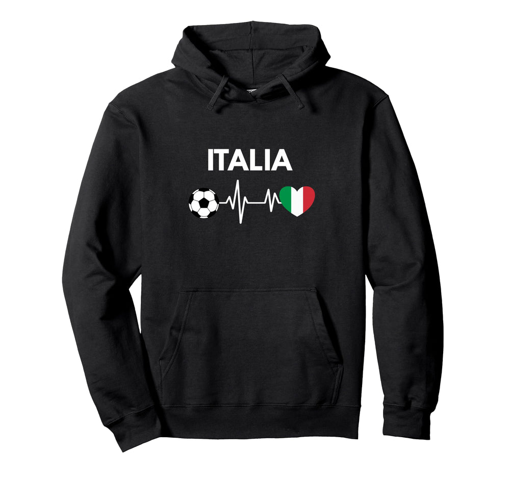 Italia Flag Heartbeat Soccer Hoodie - Fun Novelty Design Men Women