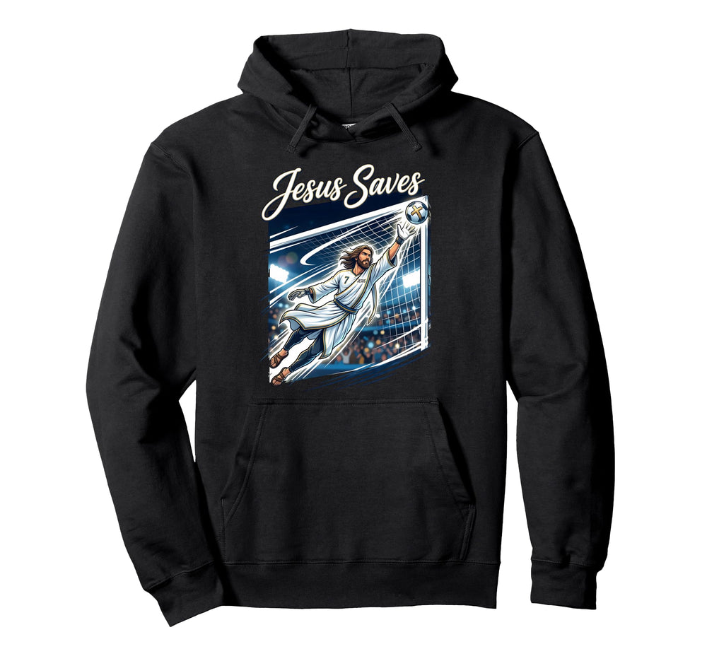 Jesus Christ Saves Christian Soccer Hoodie - Trendy Graphic for Adults