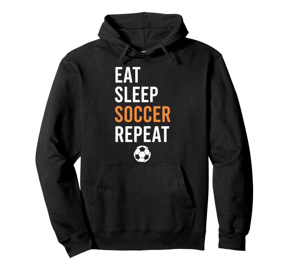 Eat Sleep Soccer Repeat Hoodie - Minimalist Print for Adults