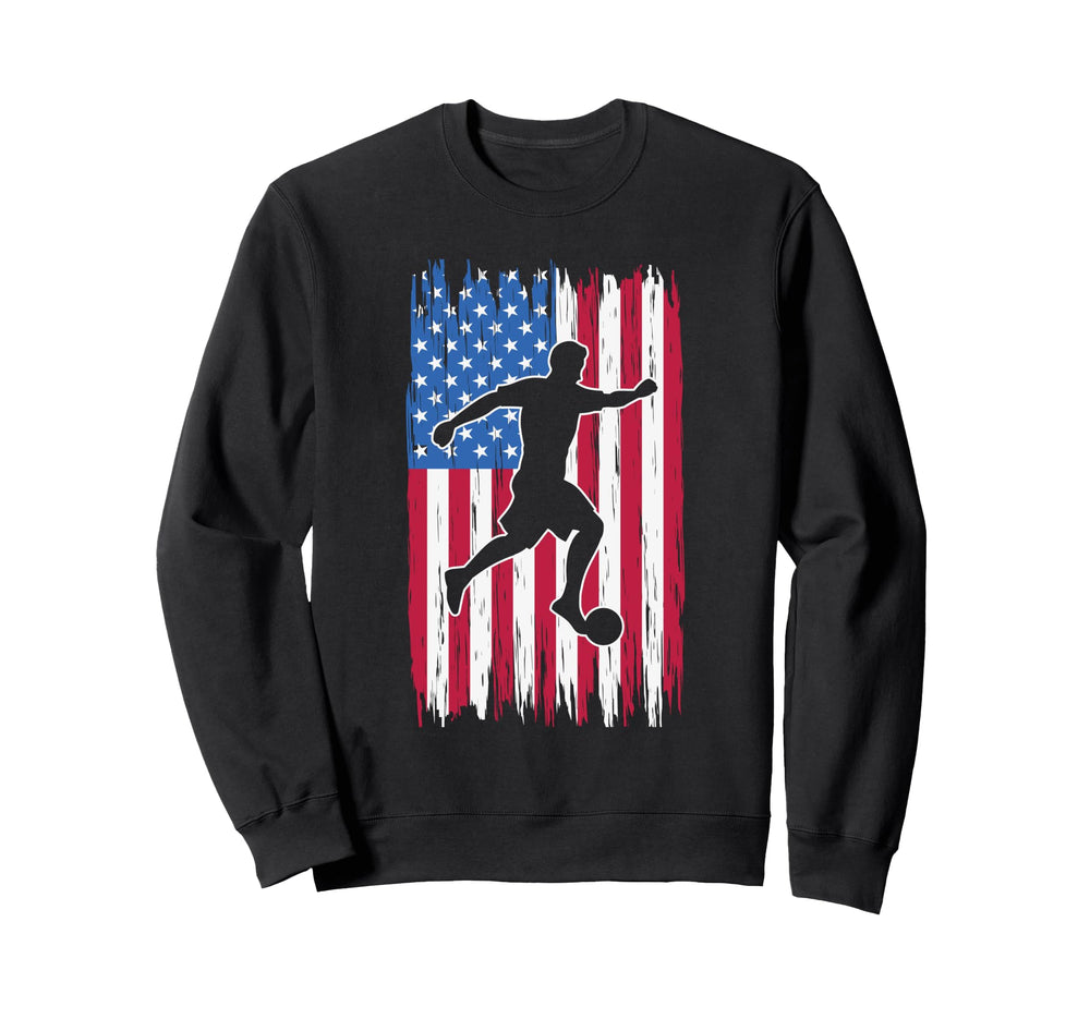 Patriotic Soccer Player Kicking Sweatshirt - Fun Novelty Design Men Women