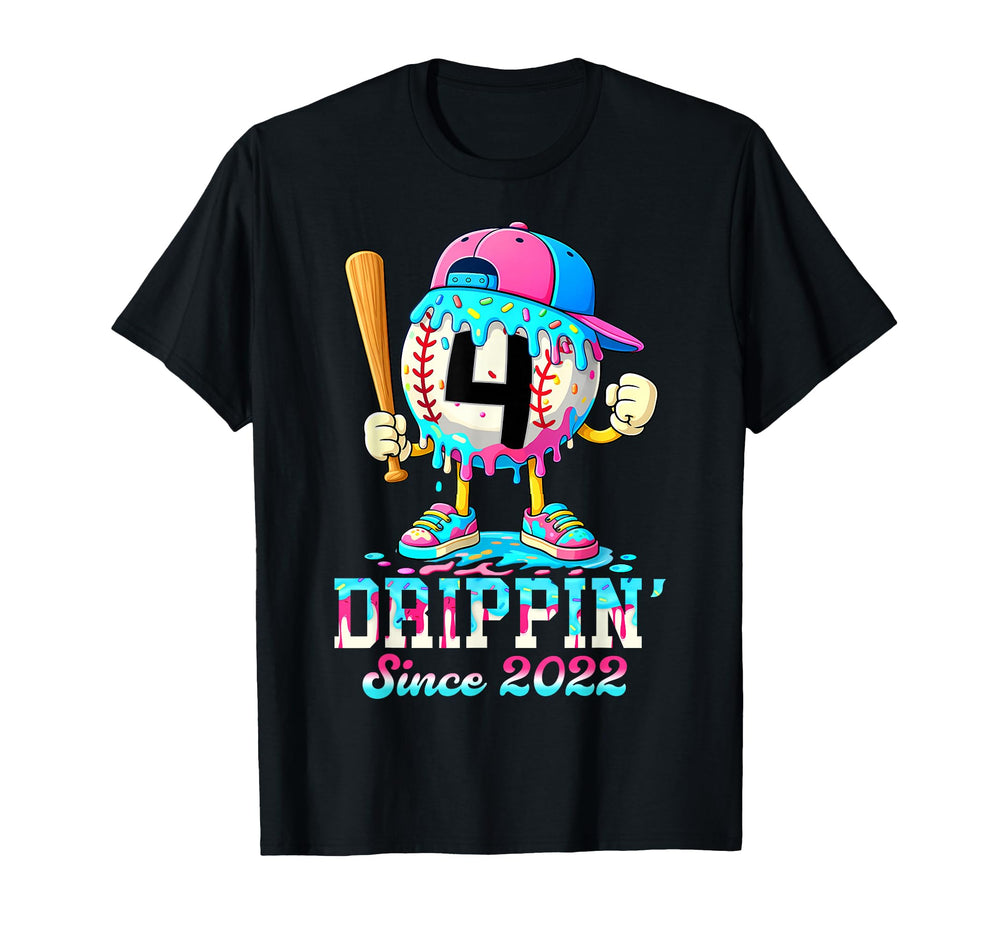 Baseball 4 Years Old Since 2022 Ice T-Shirt - Custom Art Print Unisex