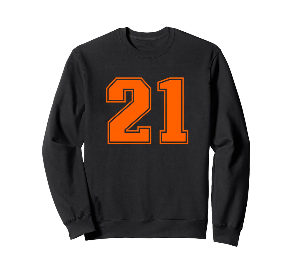 Number 21 Orange Sports Team Sweatshirt - Trendy Graphic for Adults