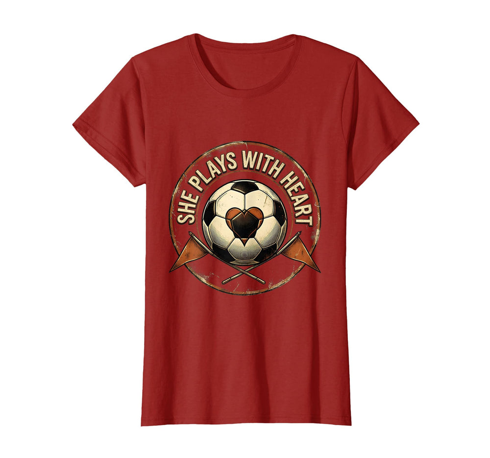 She Plays Heart Soccer T-Shirt - Trendy Graphic for Adults