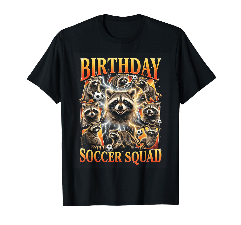 Raccoon Soccer Squad Team Player T-Shirt - Custom Art Print for Adults