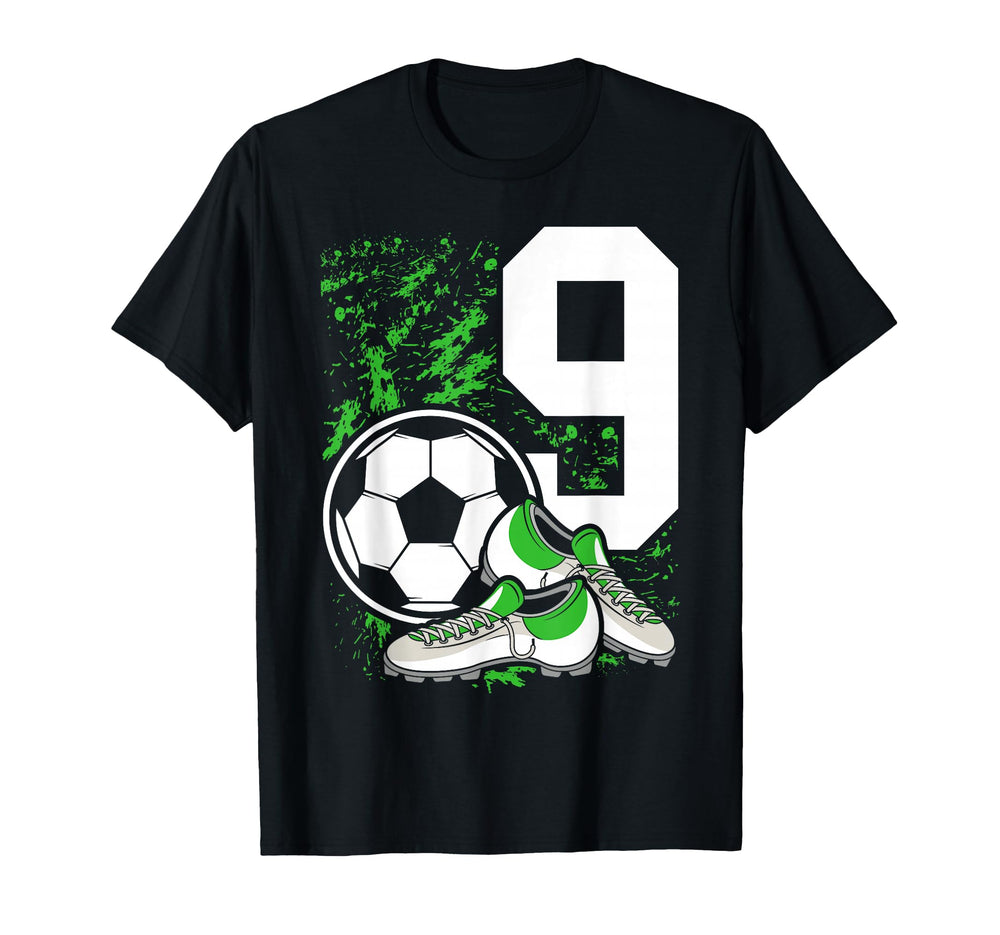 9Th Birthday 9 Years Soccer Football T-Shirt - Custom Art Print Men Women