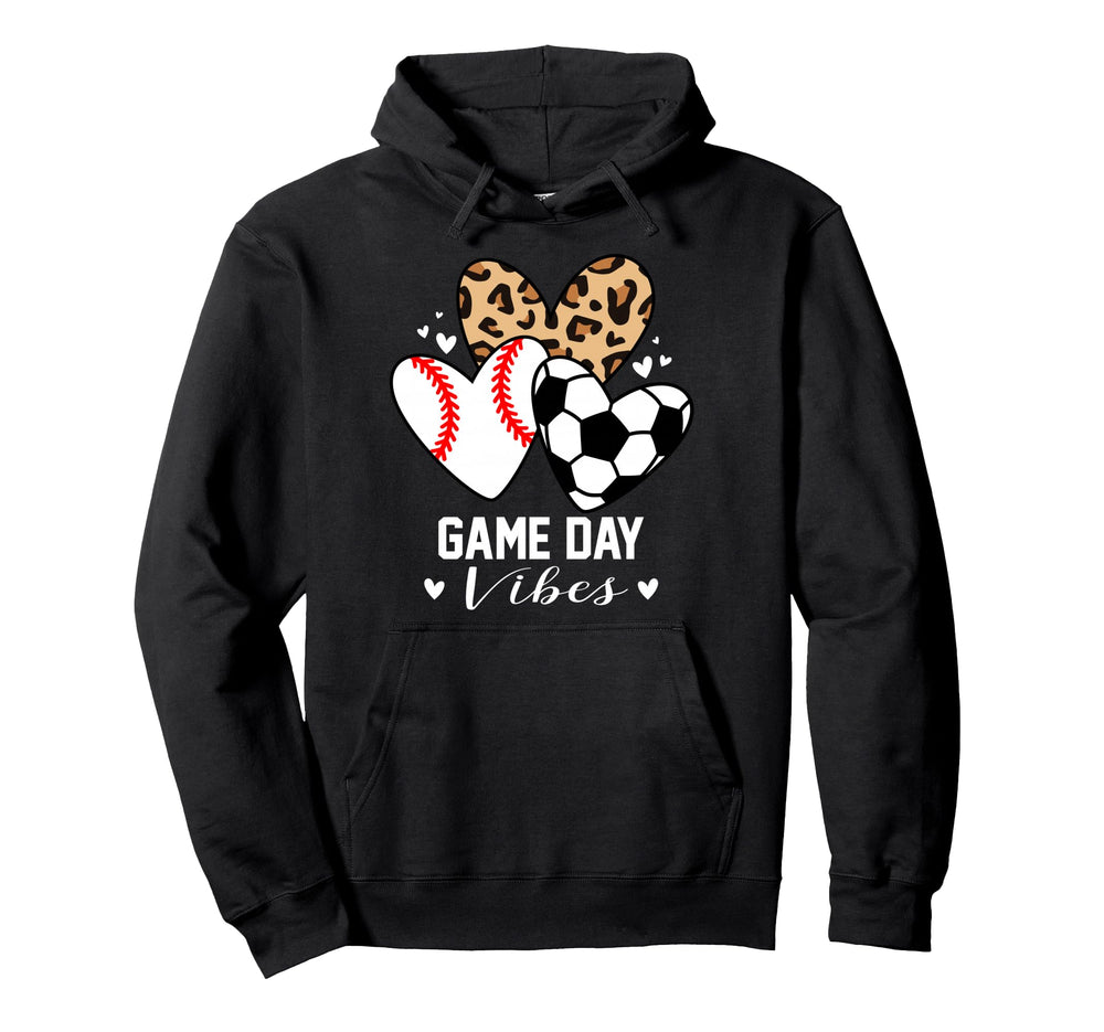 Game Day Vibes Funny Soccer Baseball Hoodie - Trendy Graphic for Adults