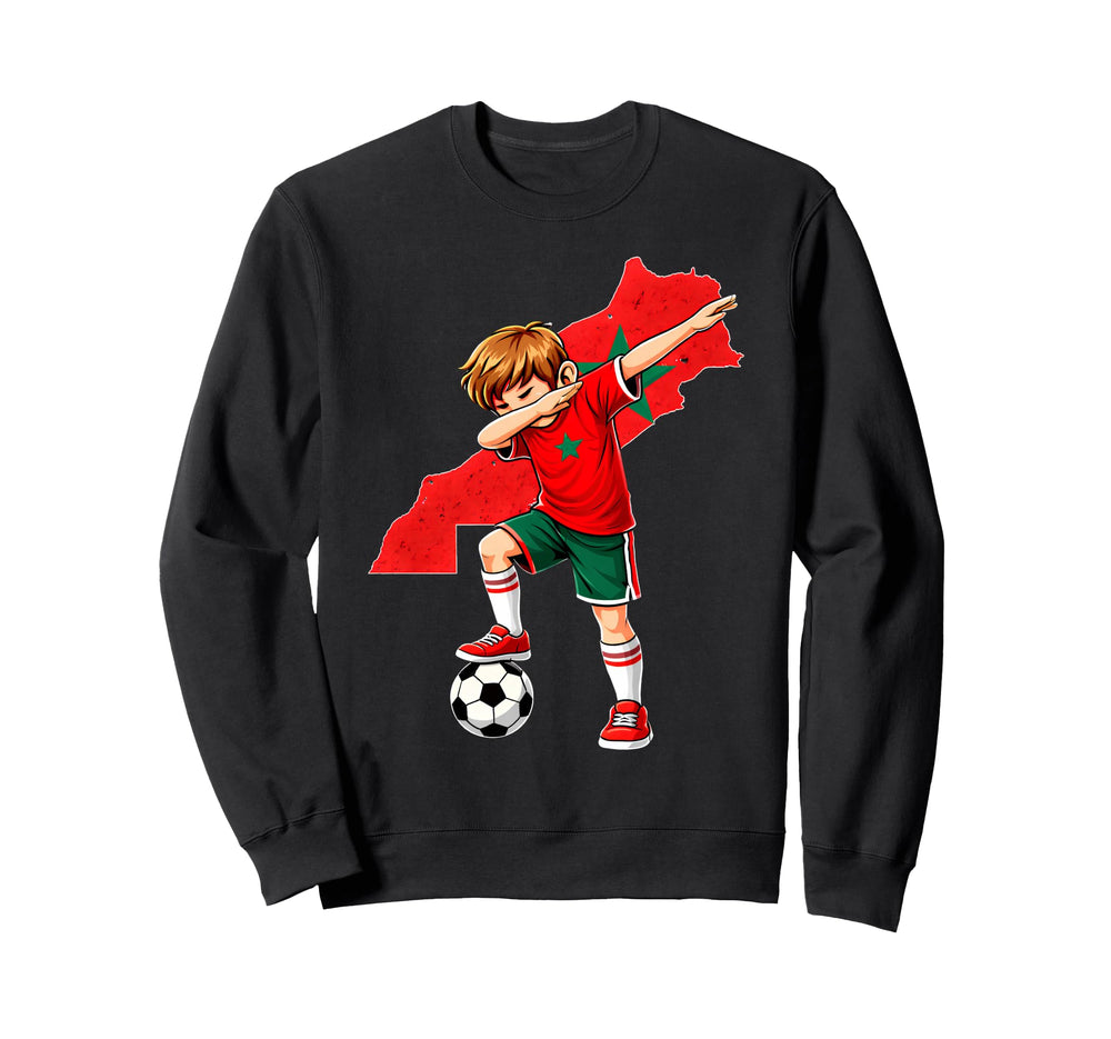 Dabbing Soccer Morocco Jersey Moroccans Sweatshirt - Graphic Print Unisex