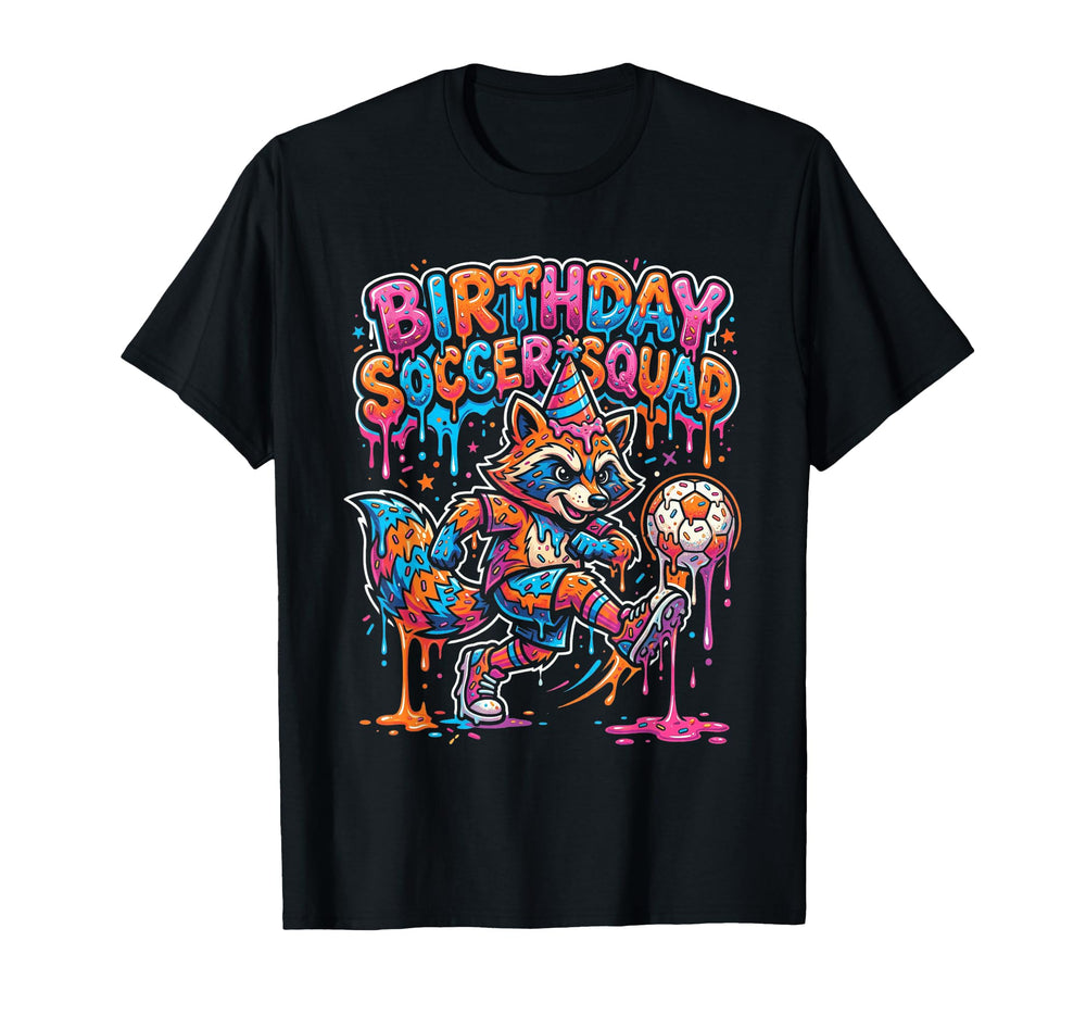 Raccoon Soccer Squad Party Animal T-Shirt - Aesthetic Graphic for Adults