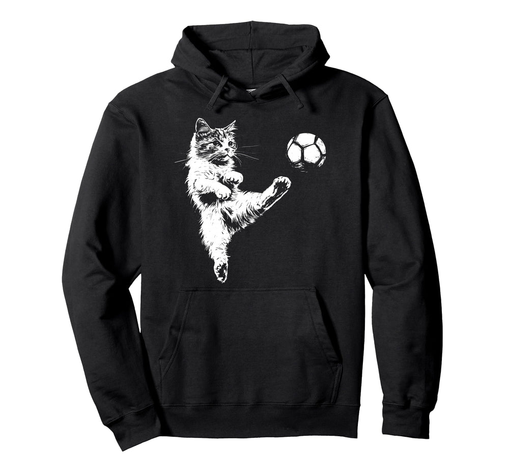 Funny Cat Soccer Ball Hoodie - Fun Novelty Design Unisex