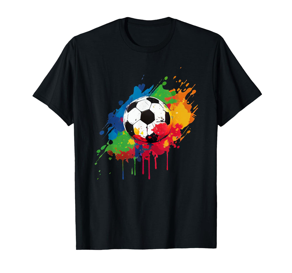 Womens And Mens Soccer Ball Paint T-Shirt - Custom Art Print Men Women