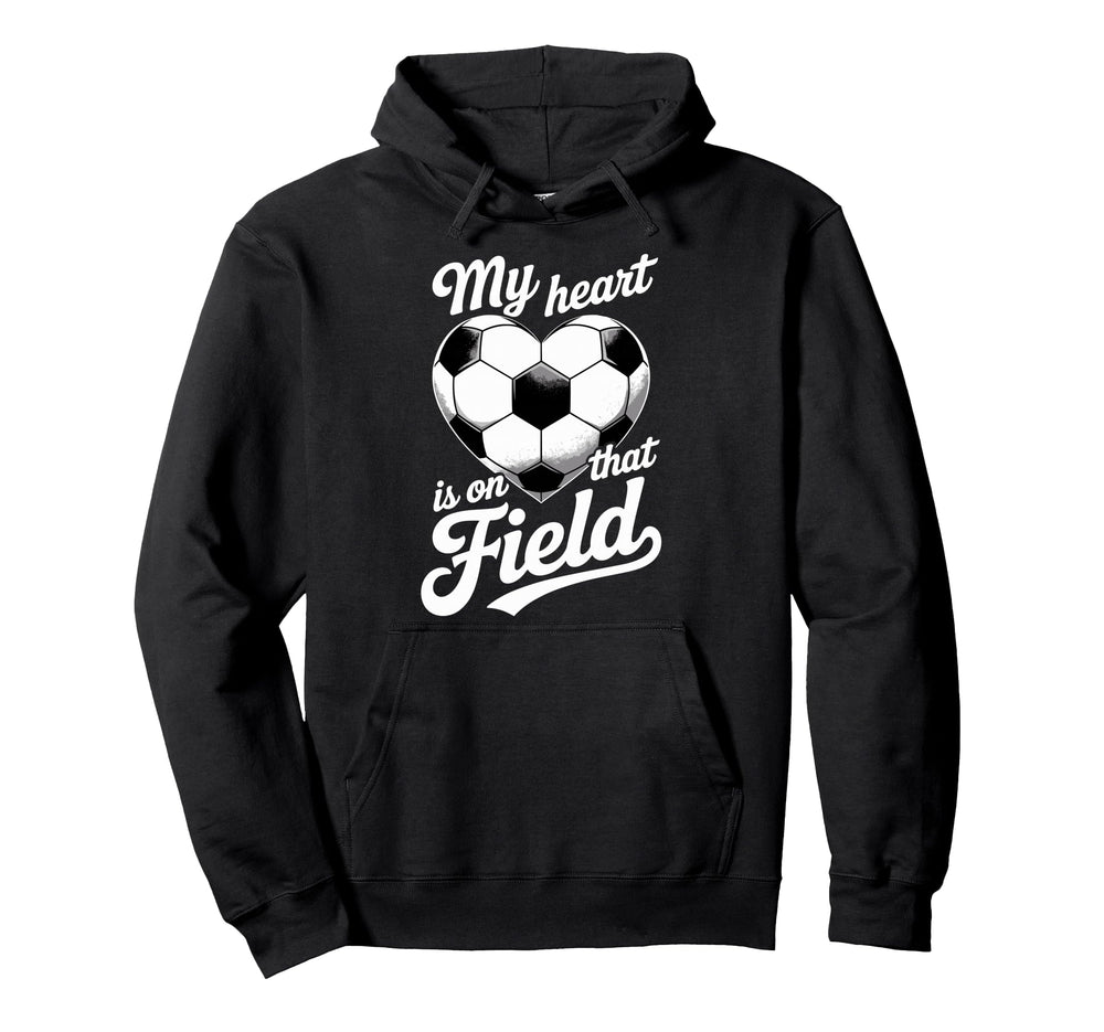 My Heart Is That Field Soccer Player Hoodie - Minimalist Print for Adults