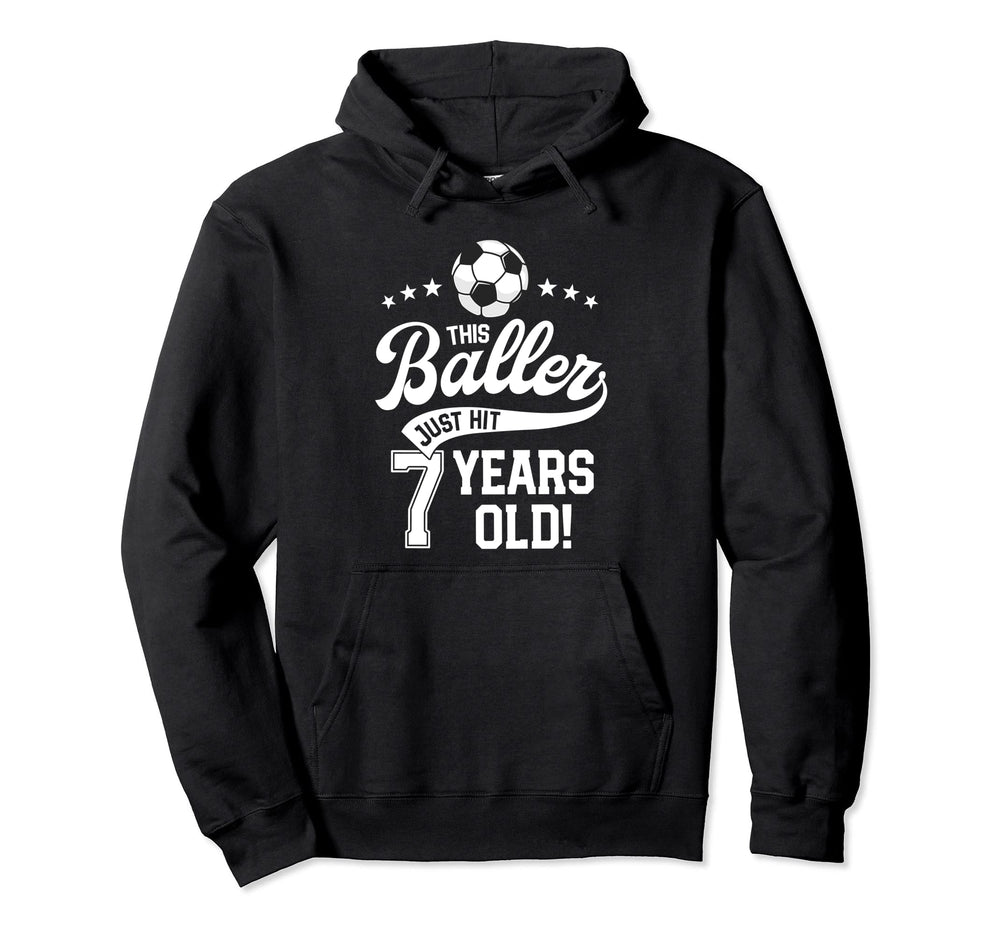 7 Years Old Soccer Themed Birthday Party Hoodie - Graphic Print Men Women