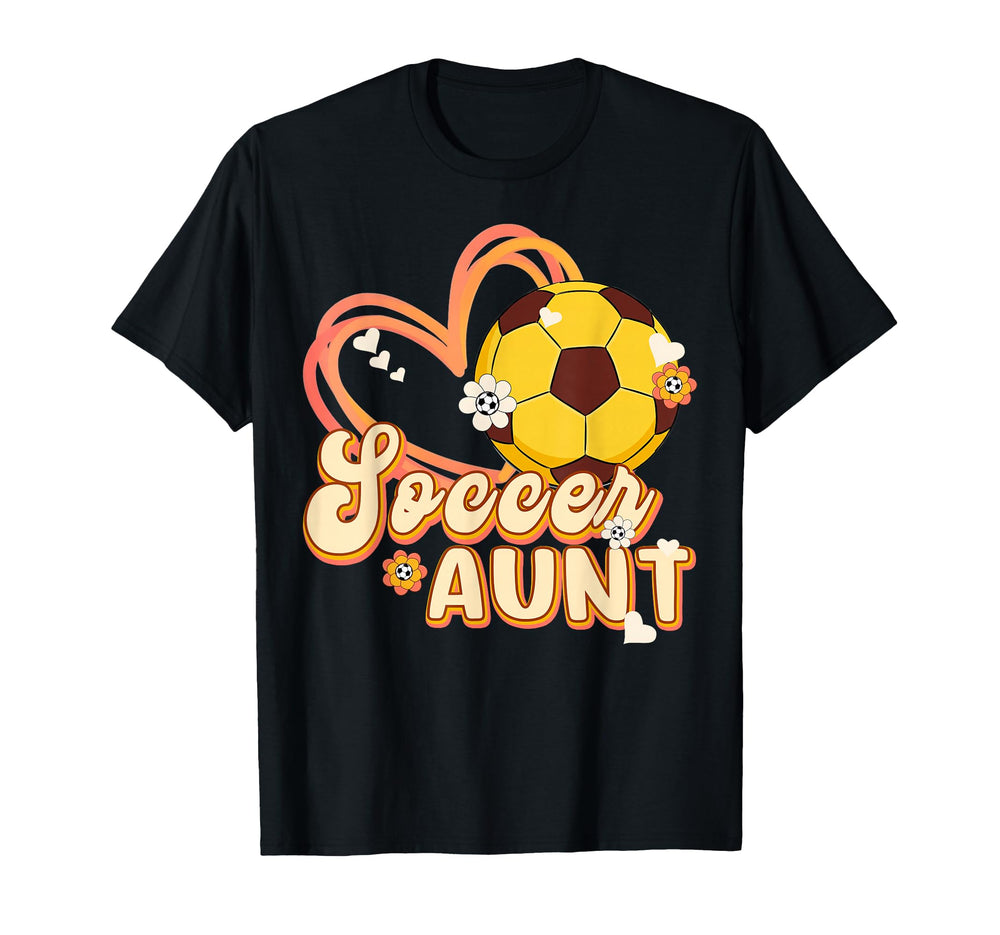 Soccer Aunt Heart Ball Mothers Day T-Shirt - Graphic Print for Adults