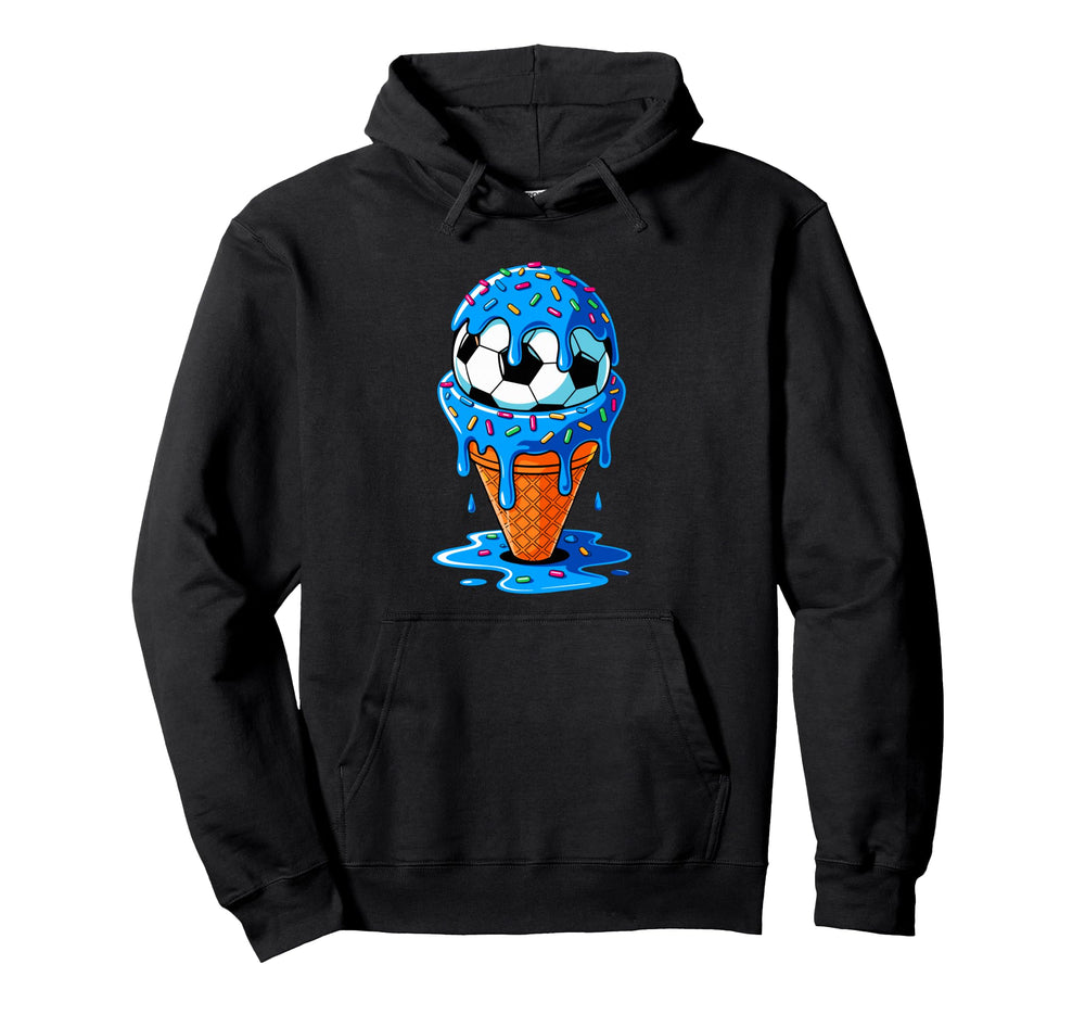 Soccer Ball Ice Cream Drip Fun Hoodie - Casual Everyday Wear Men Women