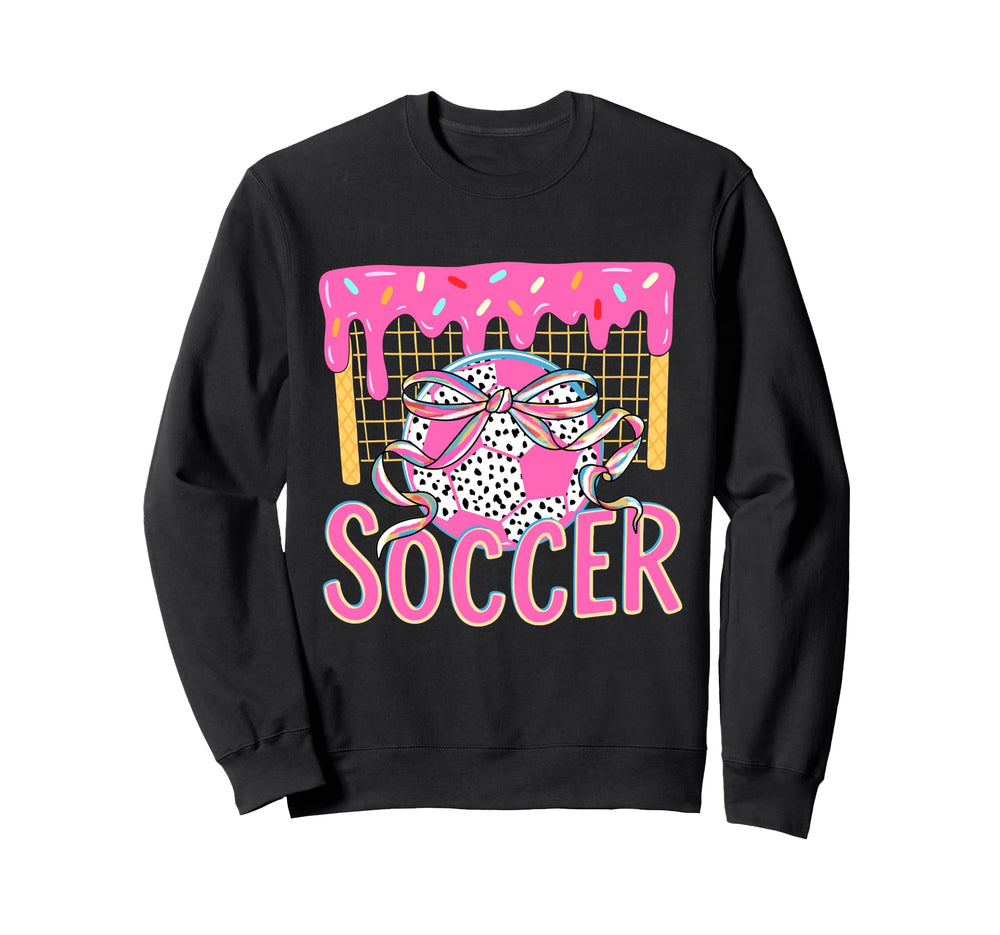 Girly Soccer Coquette Bow Ice Cream Sweatshirt - Unique Graphic Men Women