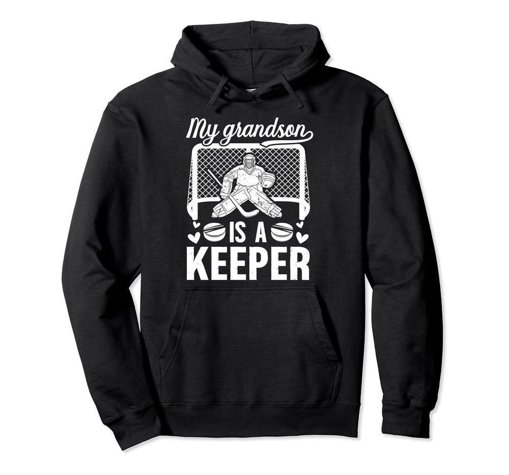 My Grandson Hockey Keeper Grandma Hoodie - Casual Everyday Wear Unisex