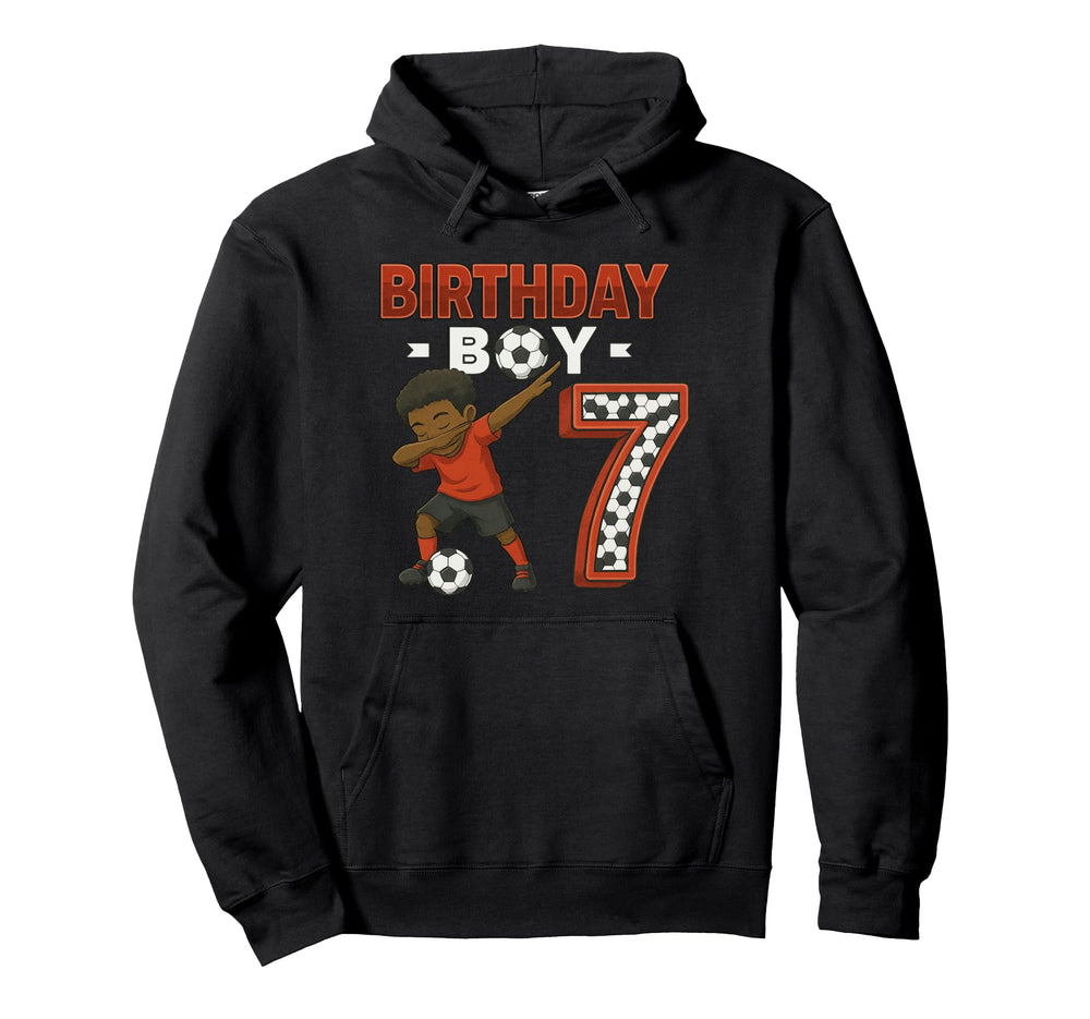 Dabbing 7 Year Old Soccer Player Melanin Hoodie - Graphic Print for Adults