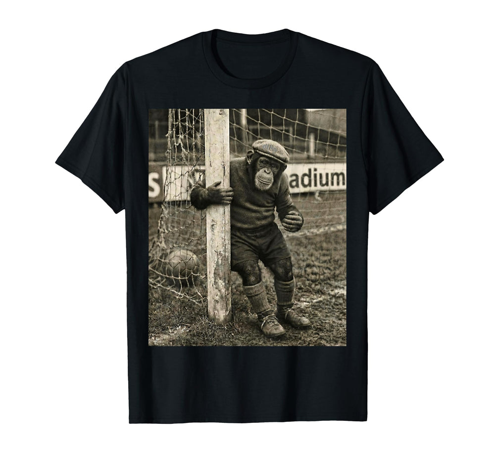 Chimp Player Goalpost Lazy Soccer Goalie T-Shirt - Streetwear Style Unisex