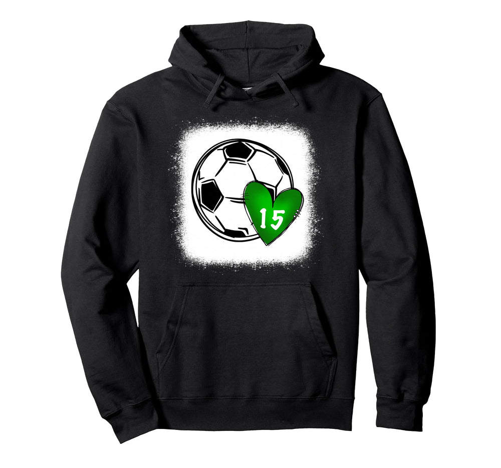 Womens Custom Soccer Mom Number 15 Heart Hoodie - Unique Graphic Men Women