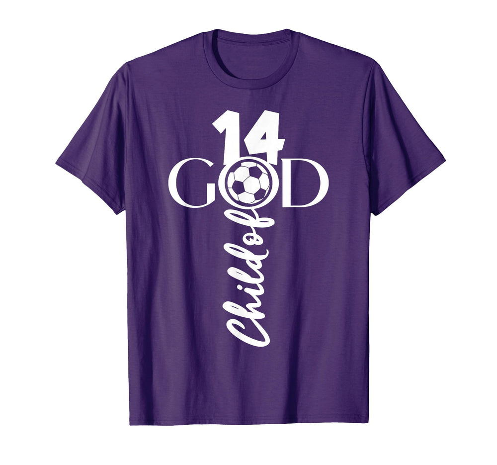 Jesus Christ 14 Years Child God Soccer 14Th T-Shirt - Graphic Print Unisex