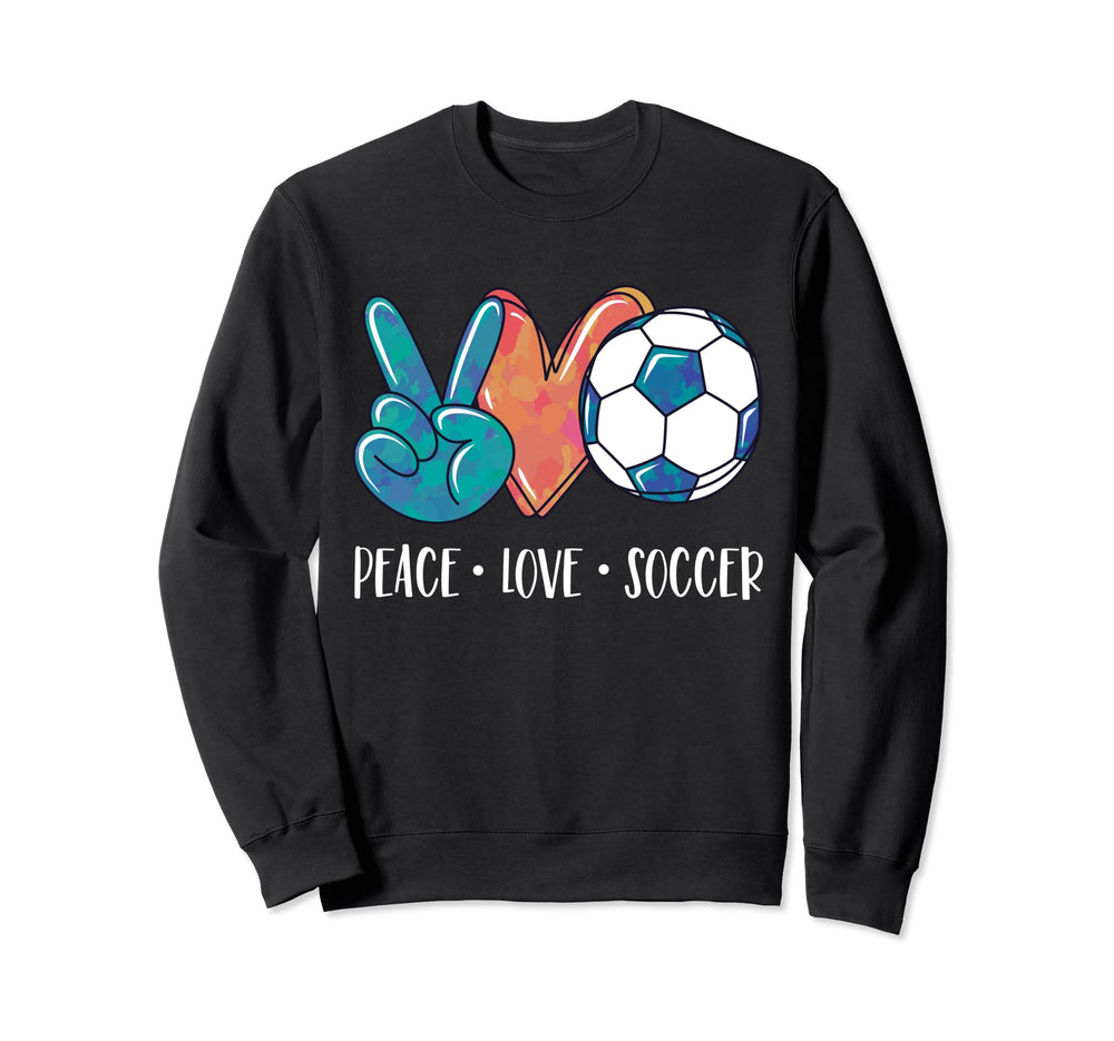 Soccer Lovers Peace Love Soccer Tie Sweatshirt - Minimalist Print Unisex