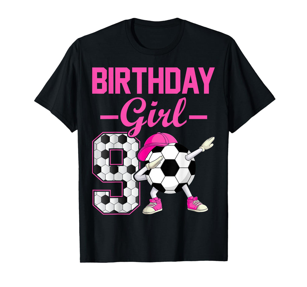 Birthday 9 Years Old Dabbing Soccer 9Th T-Shirt - Unique Graphic Unisex