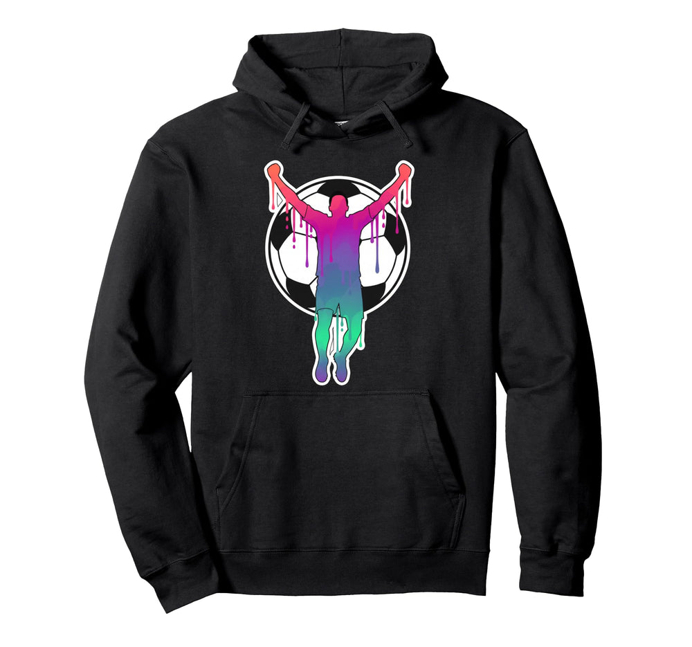 Soccer Player Celebration Silhouette Hoodie - Trendy Graphic Men Women