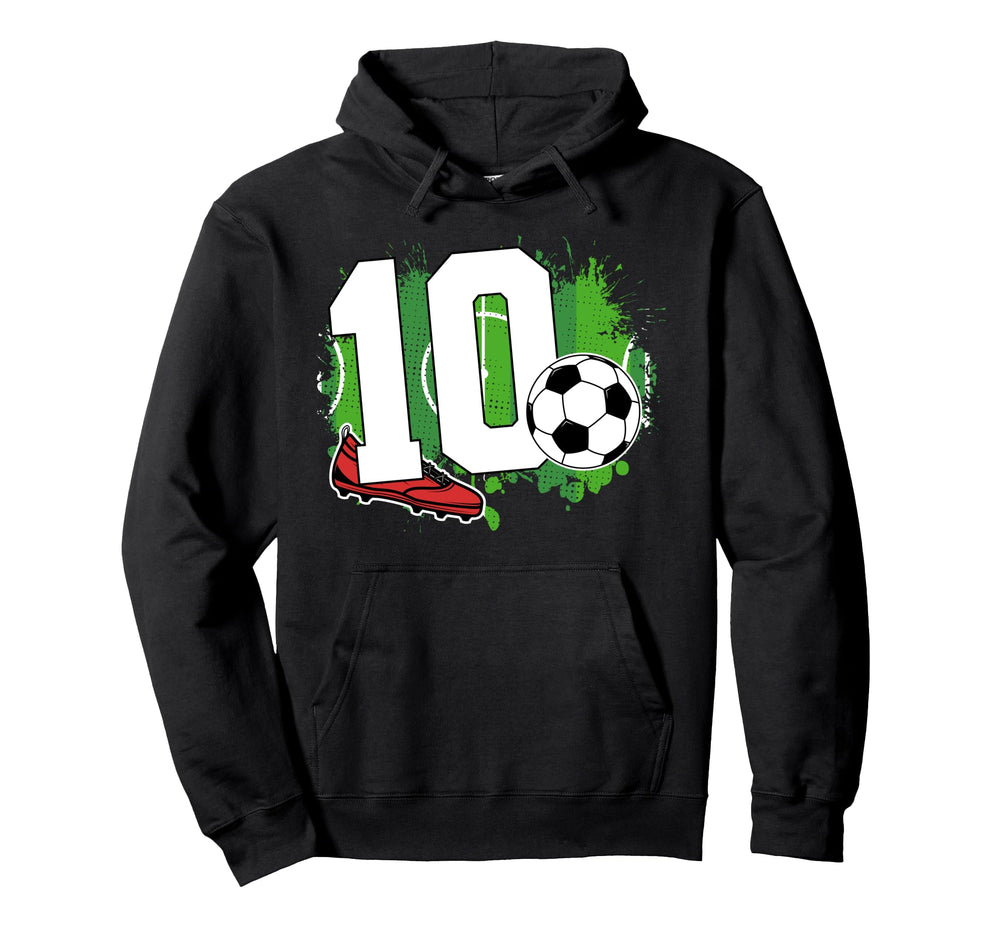 10Th Birthday Soccer 10 Year Old Hoodie - Casual Everyday Wear for Adults