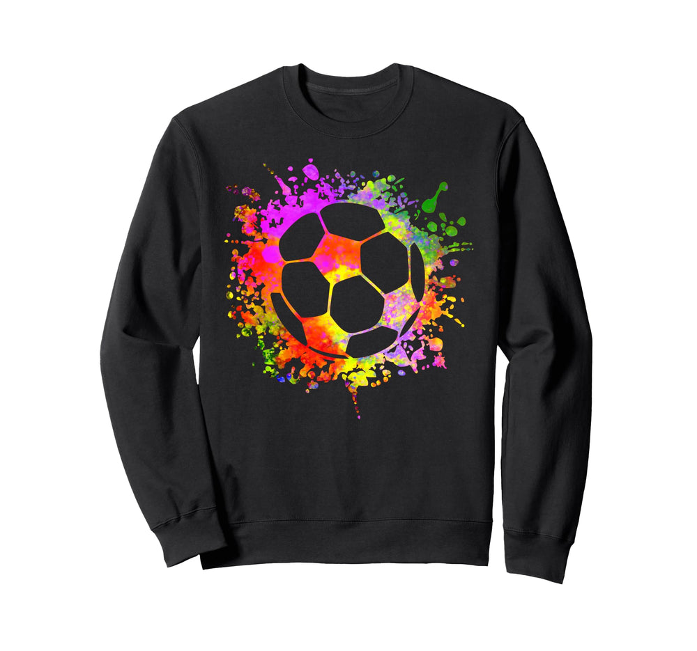 Soccer Ball Watercolor Paint Splashes Sweatshirt - Graphic Print Unisex