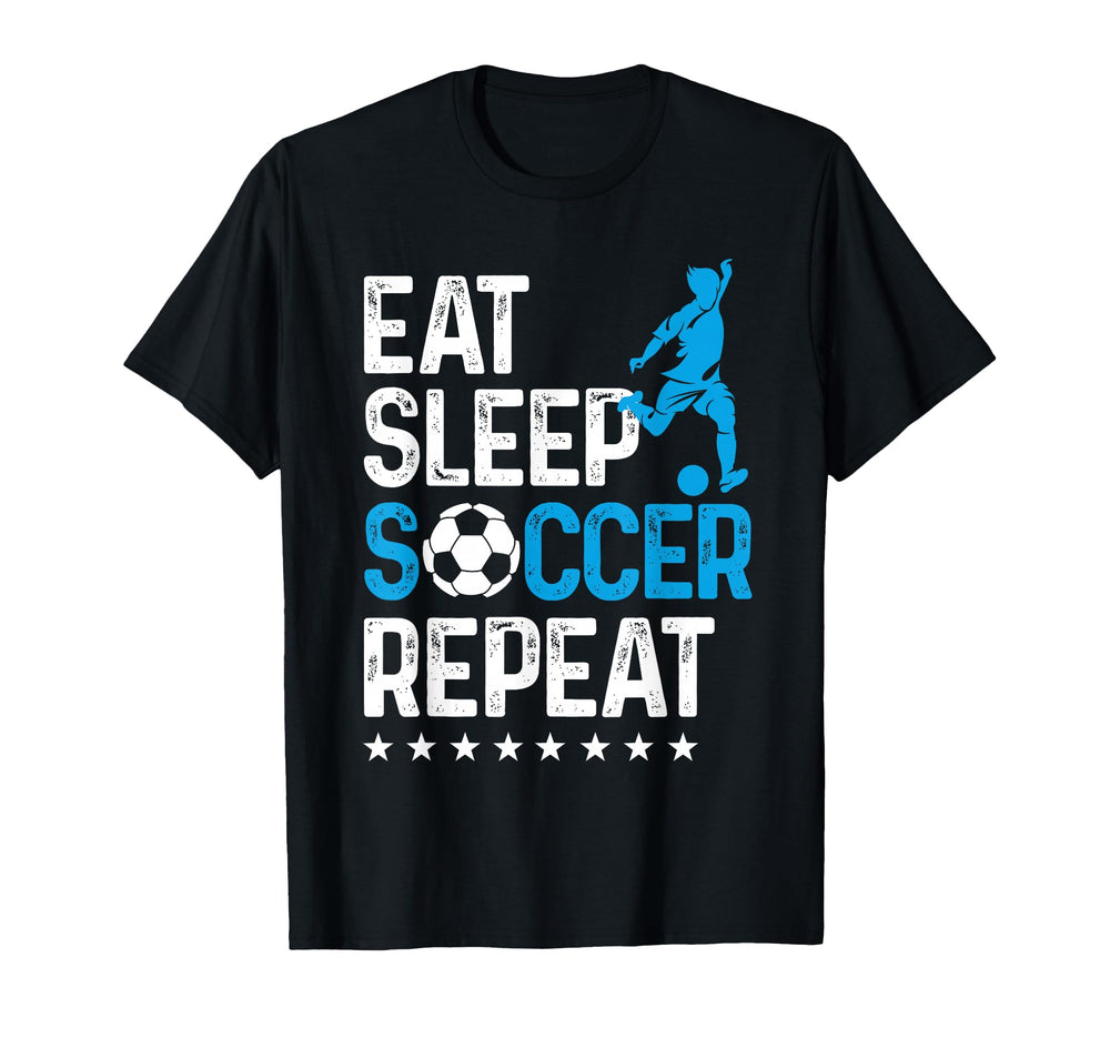 Eat Sleep Soccer Repeat Sport Player T-Shirt - Aesthetic Graphic Men Women