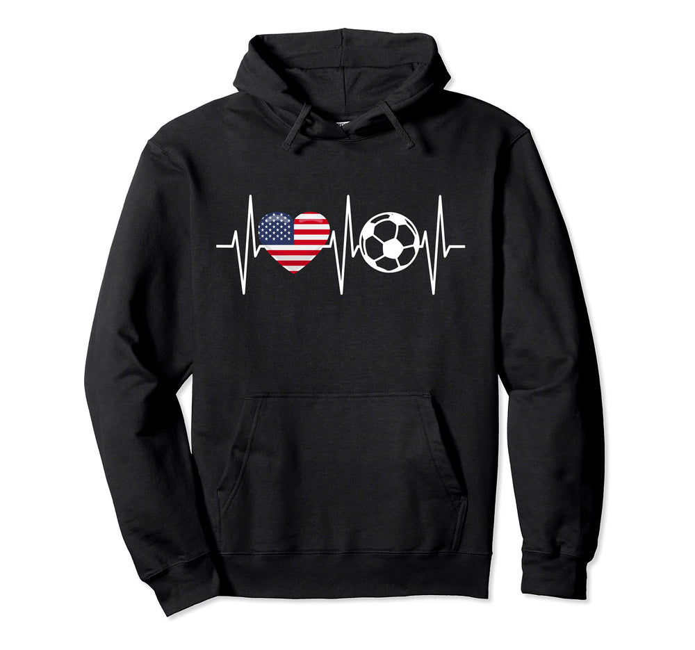 Usa Soccer Funny Soccer Fan Heartbeat Hoodie - Graphic Print Men Women