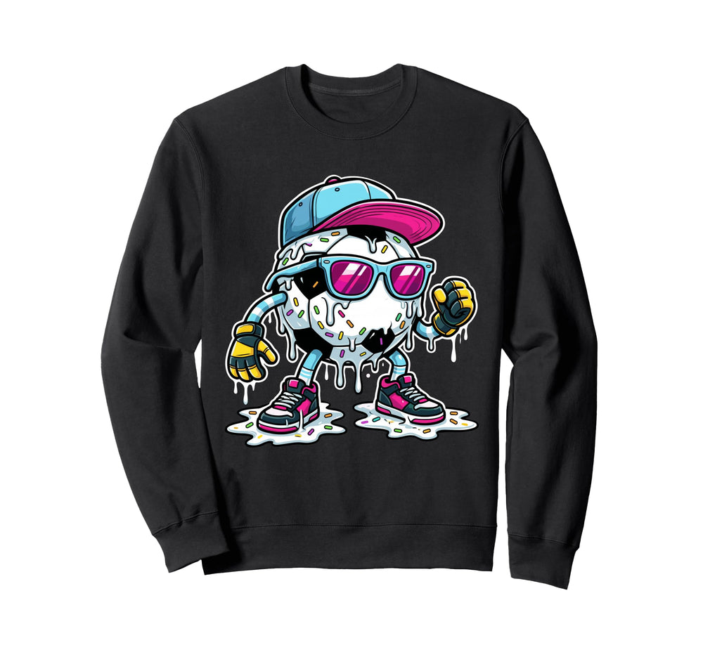 Soccer Ball Melting Ice Cream Drip Sweatshirt - Minimalist Print Unisex